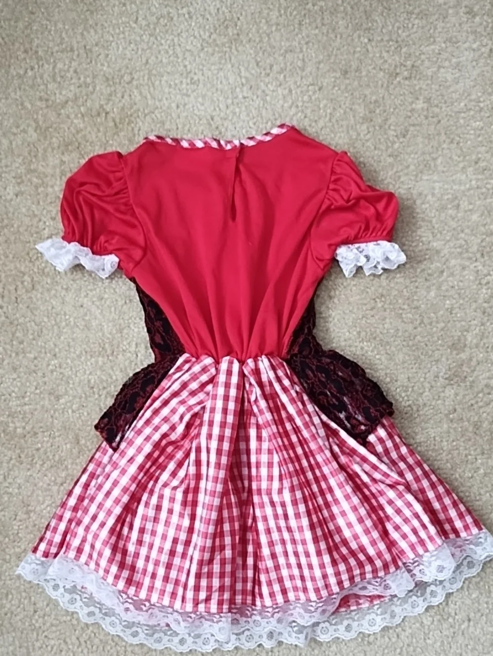 Girls Halloween Costume Dress Size 2T 3T 4T Short Sleeve Red White Gingham Check